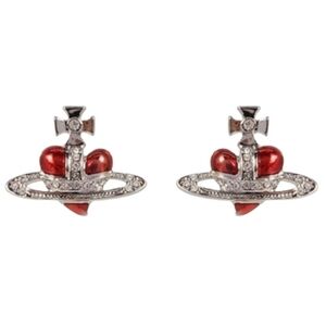 Orb Heart Earrings (red)
